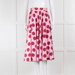 Dolce & Gabbana Pale Pink Burgundy Large Dot Silk Satin Print Full Skirt