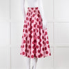 Dolce & Gabbana Pale Pink Burgundy Large Dot Silk Satin Print Full Skirt