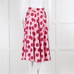 Dolce & Gabbana Pale Pink Burgundy Large Dot Silk Satin Print Full Skirt