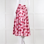 Dolce & Gabbana Pale Pink Burgundy Large Dot Silk Satin Print Full Skirt