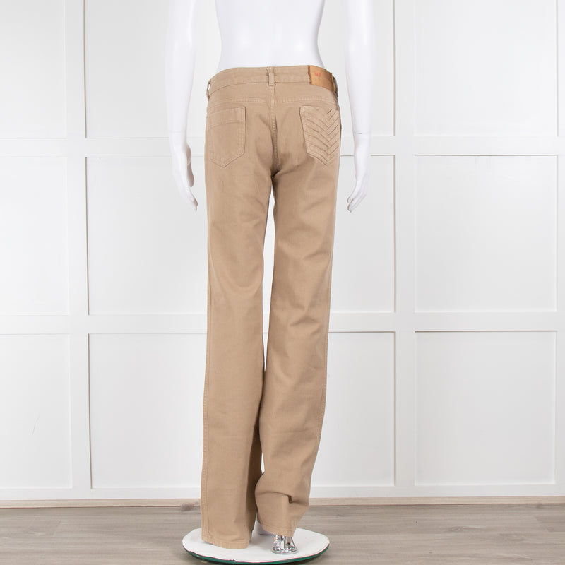 Red Valentino Camel Jeans with Ruched Pocket Detail