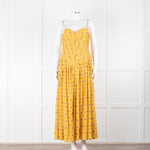 Tory Burch Yellow Floral Embroidered Cotton Sleeveless Dress