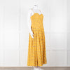 Tory Burch Yellow Floral Embroidered Cotton Sleeveless Dress