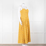 Tory Burch Yellow Floral Embroidered Cotton Sleeveless Dress