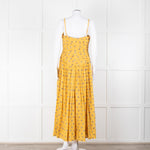 Tory Burch Yellow Floral Embroidered Cotton Sleeveless Dress