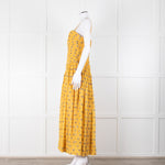 Tory Burch Yellow Floral Embroidered Cotton Sleeveless Dress