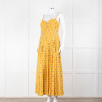 Tory Burch Yellow Floral Embroidered Cotton Sleeveless Dress