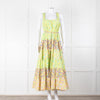 Alemais Lime Green Yellow Textured Tiered Belted Sleeveless Dress