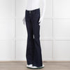 Paige Dark Blue Patch Pocket Flared Jeans