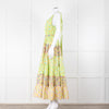 Alemais Lime Green Yellow Textured Tiered Belted Sleeveless Dress