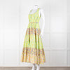 Alemais Lime Green Yellow Textured Tiered Belted Sleeveless Dress