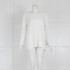 D'Exterior White Fine Knit V Neck Sweater