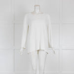 D'Exterior White Fine Knit V Neck Sweater