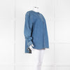 Toteme Blue Denim Long Sleeve Collarless Shirt