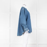 Toteme Blue Denim Long Sleeve Collarless Shirt