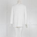 D'Exterior White Fine Knit V Neck Sweater