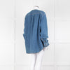 Toteme Blue Denim Long Sleeve Collarless Shirt