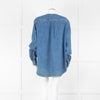 Toteme Blue Denim Long Sleeve Collarless Shirt