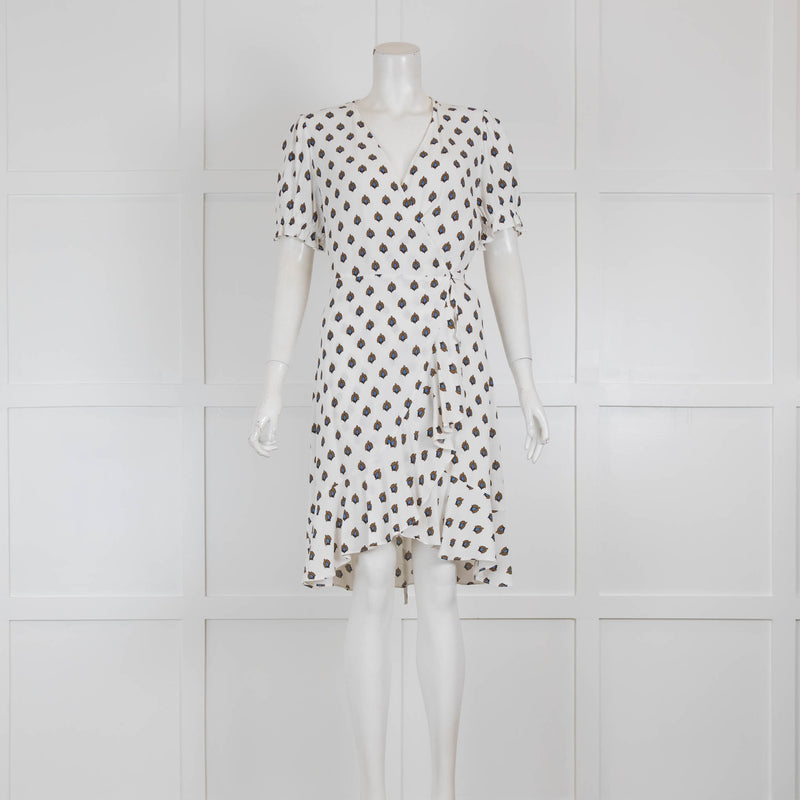 Diane Von Furstenberg White Floral Wrap Dress