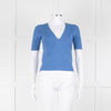 Sandro Blue Knit V-Neck Short Sleeve Top