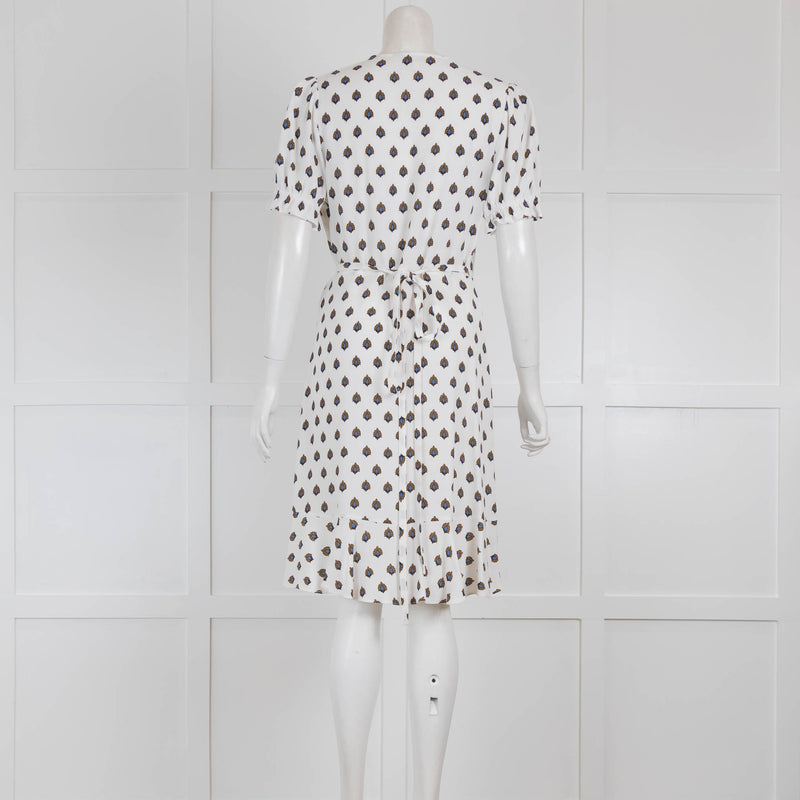 Diane Von Furstenberg White Floral Wrap Dress