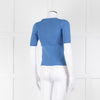 Sandro Blue Knit V-Neck Short Sleeve Top