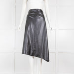 Victor Alfaro Black Faux Leather Asymmetrical Skirt