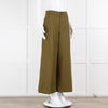 Joseph Khaki Heavy Twill Wide Leg Cropped Trousers