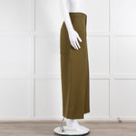 Joseph Khaki Heavy Twill Wide Leg Cropped Trousers