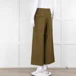 Joseph Khaki Heavy Twill Wide Leg Cropped Trousers