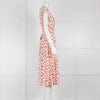 DVF White Orange Floral Sleeveless Wrap Dress