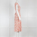 DVF White Orange Floral Sleeveless Wrap Dress