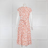 DVF White Orange Floral Sleeveless Wrap Dress