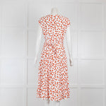 DVF White Orange Floral Sleeveless Wrap Dress