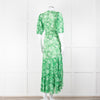 Ganni Green On Green Floral Short Sleeve Wrap Dress