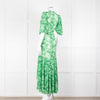 Ganni Green On Green Floral Short Sleeve Wrap Dress