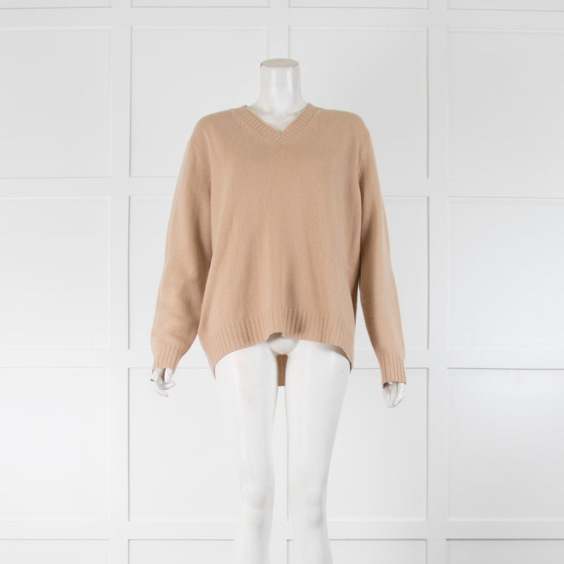 Prada Beige V Neck Cashmere Jumper