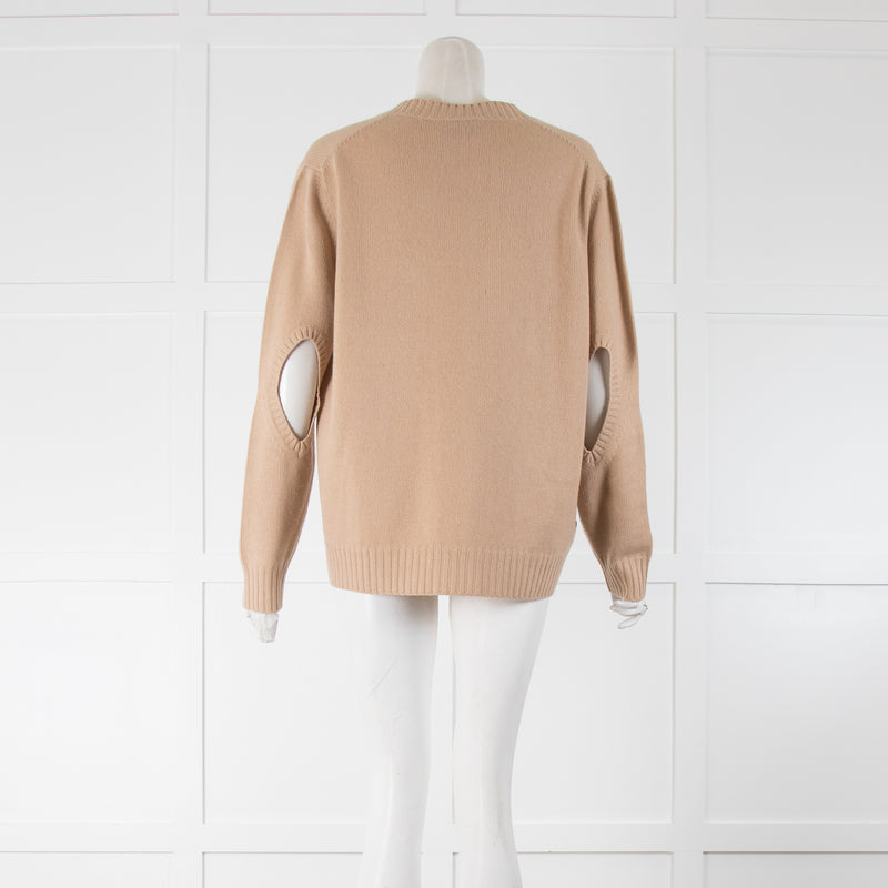 Prada Beige V Neck Cashmere Jumper