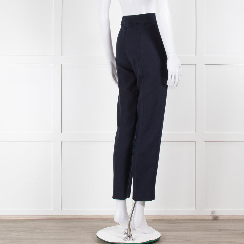 Tory Burch Navy Wool Trousers with Side Zip