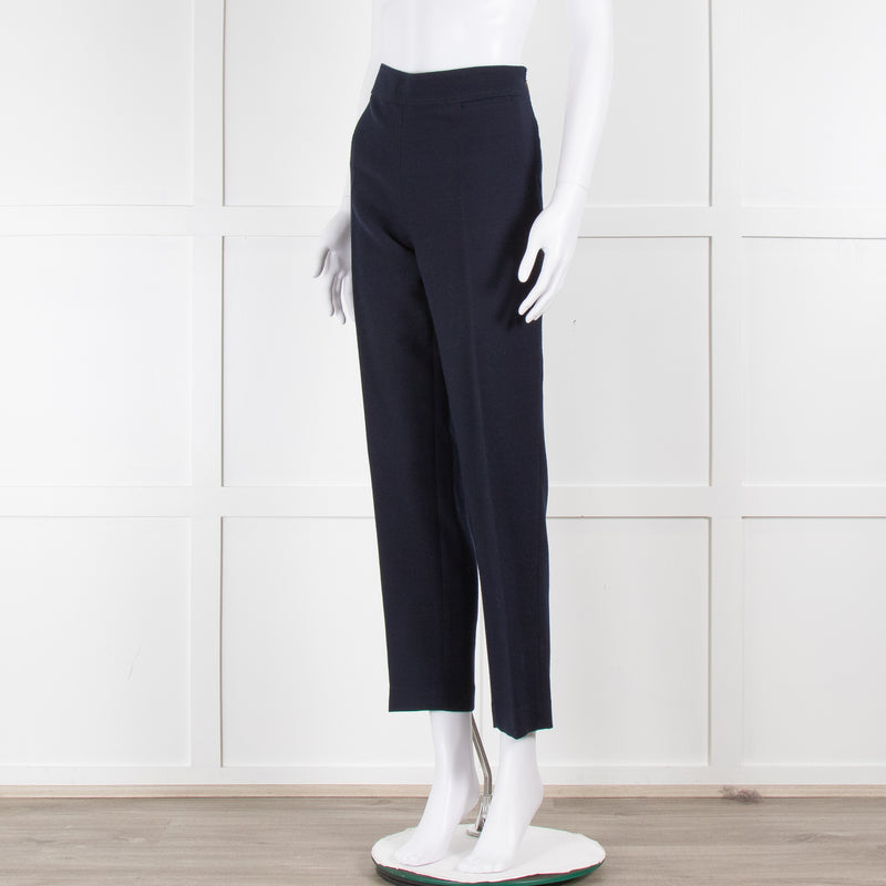 Tory Burch Navy Wool Trousers with Side Zip