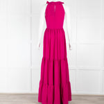 Saloni Fuchsia Tiered  Sleeveless Maxi Dress