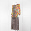 Saloni Yellow Floral Animal Print Long Sleeve Dress