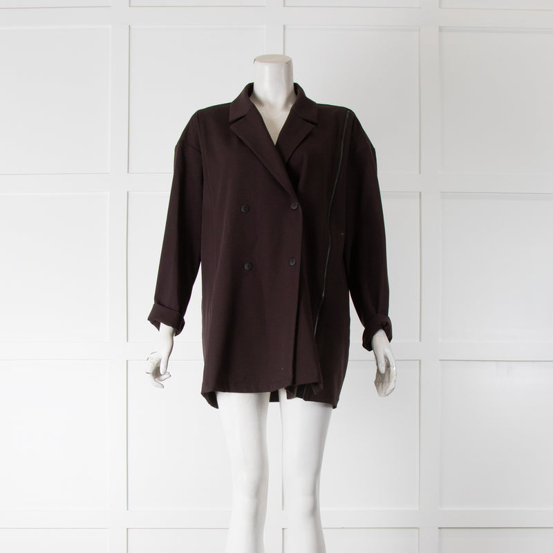 Sarah Pacini Aubergine Blazer With Side Zip Detail