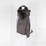 Rizal Grey Shearling Zip Detail Gilet