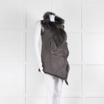 Rizal Grey Shearling Zip Detail Gilet