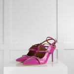 Malone Souliers Fuchsia Patent Crystal Buckle Heeled Shoes