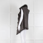 Rizal Grey Shearling Zip Detail Gilet