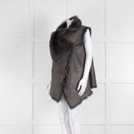 Rizal Grey Shearling Zip Detail Gilet