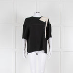 No 21 Black Silk Mix Top with Lace Bow Detailing