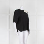 No 21 Black Silk Mix Top with Lace Bow Detailing